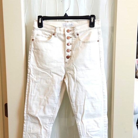 LOFT Denim - Loft Cream High Waist Skinny Ankle Jean
